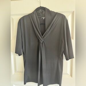 Premise Black Women's Blouse with Draped Neckline